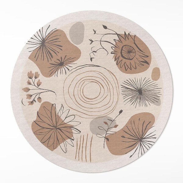 Vinyl floor rug Spots lines and plants abstract pattern boho