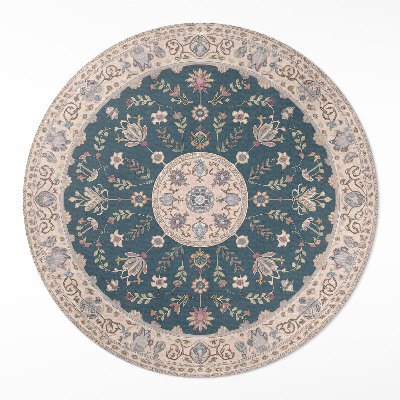 Vinyl floor rug Ornament with flowers and leaves pattern vintage