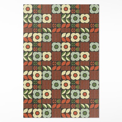 Vinyl floor rug Folkloric flower illustration