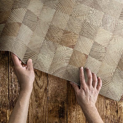 Vinyl floor rug Wooden squares mosaic of year rings