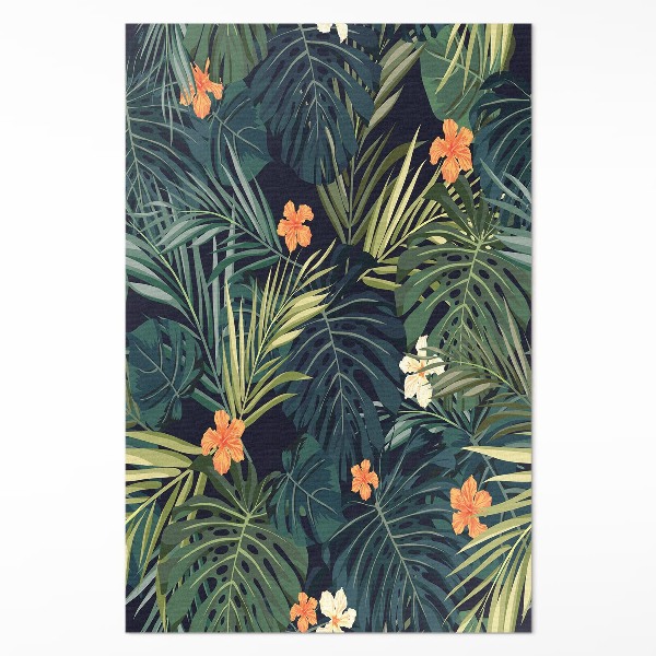 Pvc rug Vegetation leaves and flowers vintage
