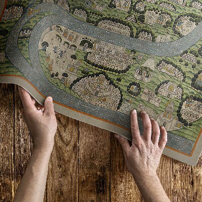 Vinyl floor rug India from a bird's eye view