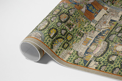 Vinyl floor rug India from a bird's eye view