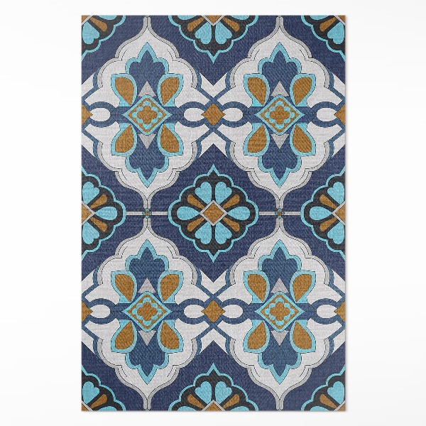 Vinyl rug Geometric pattern colored tiles vintage