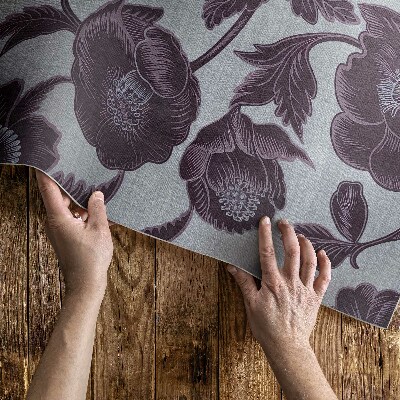Vinyl rug Delicate vintage flowers