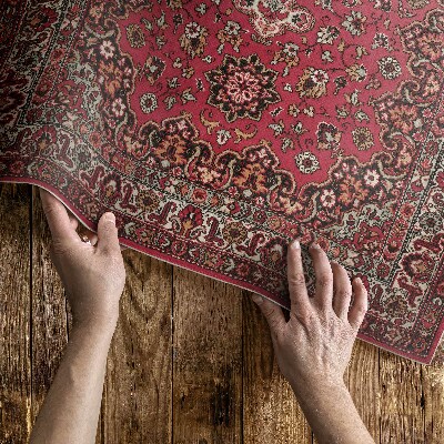 Vinyl carpet Red Persian vintage floral pattern