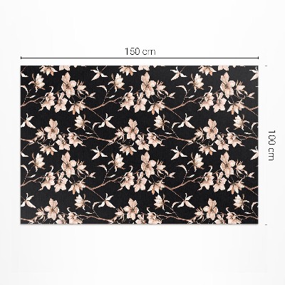 Vinyl carpet Bright flowers on twigs vintage pattern