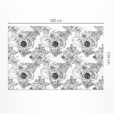 Vinyl carpet Sunflowers drawn beautiful vintage flowers