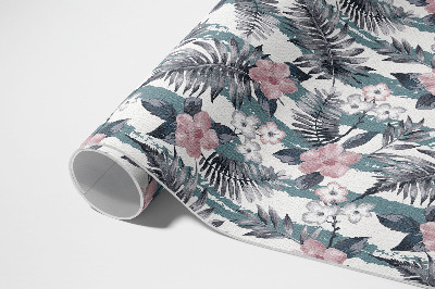 Vinyl carpet Tropical pattern with Hawaiian leaves and flowers