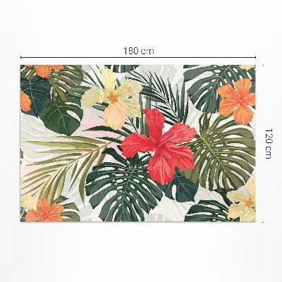 Vinyl carpet Tropical monstera leaves and flowers