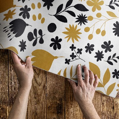 Vinyl carpet Illustration of flowers and leaves on a meadow