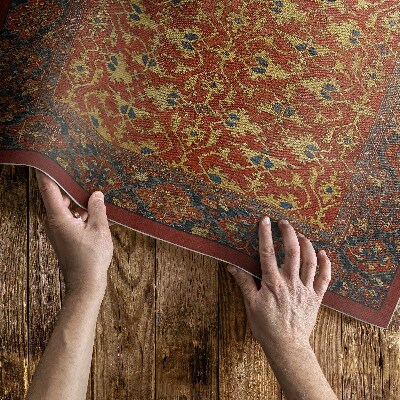 Vinyl carpet Retro pattern red blue and yellow