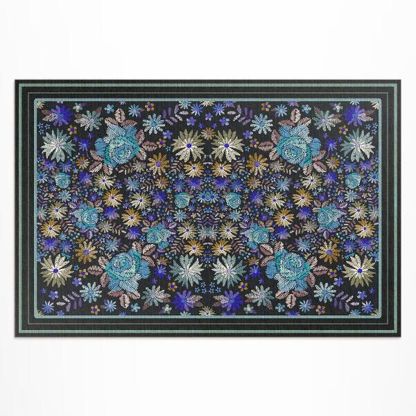 Vinyl carpet Blue and yellow flowers
