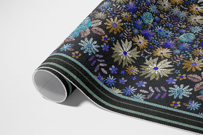 Vinyl carpet Blue and yellow flowers