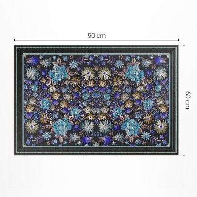 Vinyl carpet Blue and yellow flowers