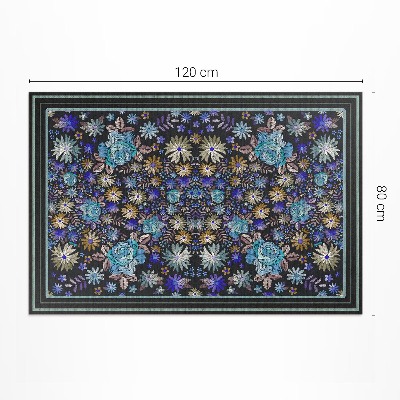Vinyl carpet Blue and yellow flowers