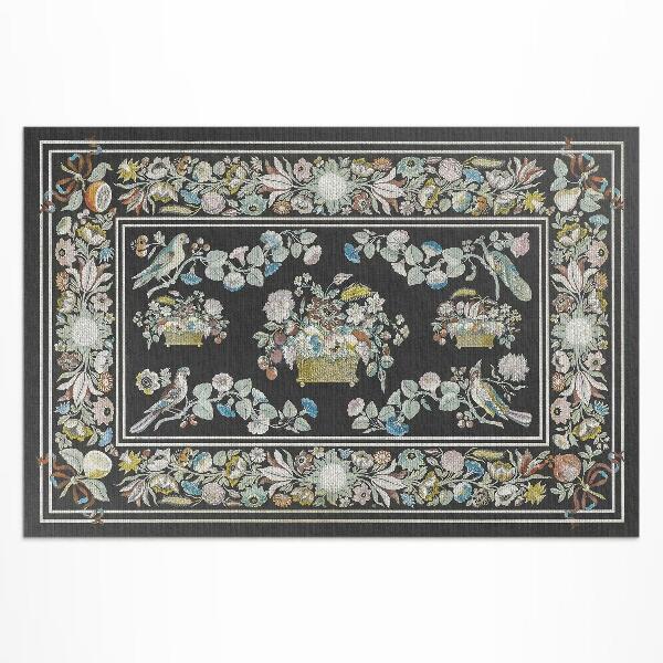 Vinyl carpet Flower and antique pale birds