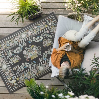 Vinyl carpet Flower and antique pale birds