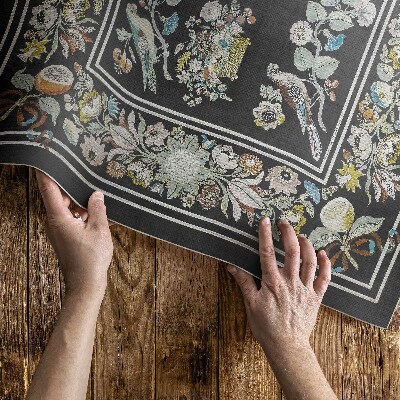 Vinyl carpet Flower and antique pale birds