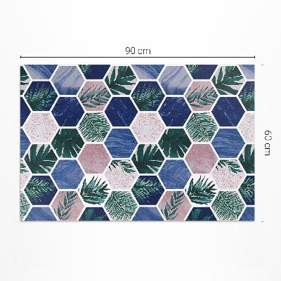 Vinyl carpet Hexagonal plant and stone motif tiles