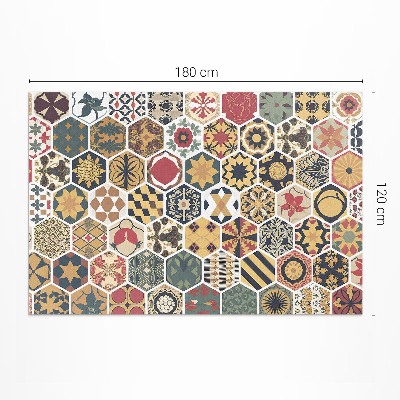 Vinyl carpet Vintage mosaic with hexagonal motifs