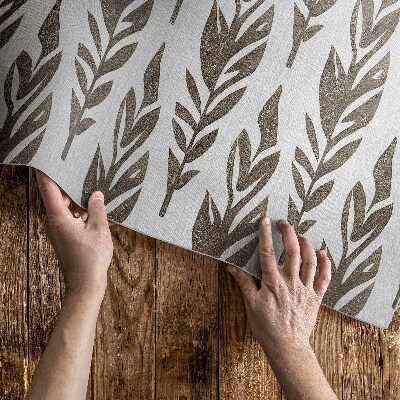 Vinyl carpet Leaves painted boho vintage floral pattern