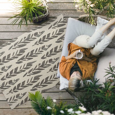 Vinyl carpet Painted leaves in vintage boho style