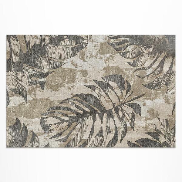 Vinyl carpet Boho style plant leaves with rough texture