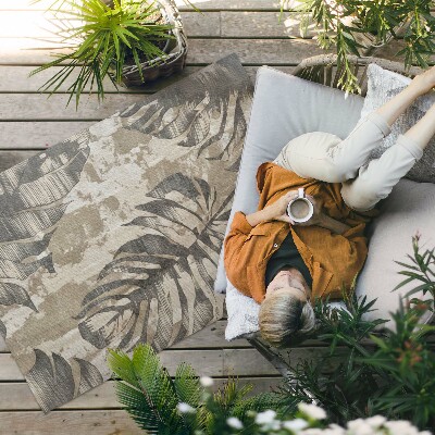 Vinyl carpet Boho style plant leaves with rough texture