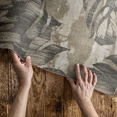 Vinyl carpet Boho style plant leaves with rough texture