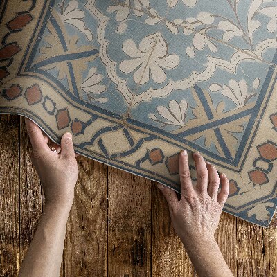 Vinyl carpet Retro-style geometric floral patterns