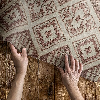 Vinyl carpet Aztec-style geometric compositions