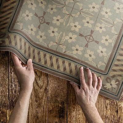 Vinyl carpet Flori și petale în mozaicuri în stil retro