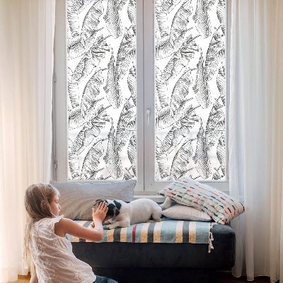 Privacy window film stained glass effect Tropical leaves