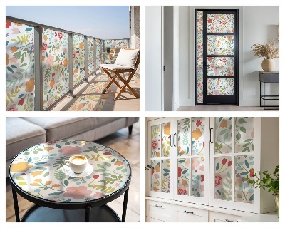 Coloured glass film for windows Floral pattern