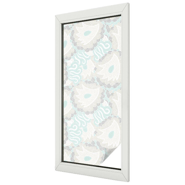 Frosted window film with stained glass pattern Delicate feathers