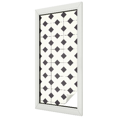 Decorative window film stained glass design Black and white diamonds