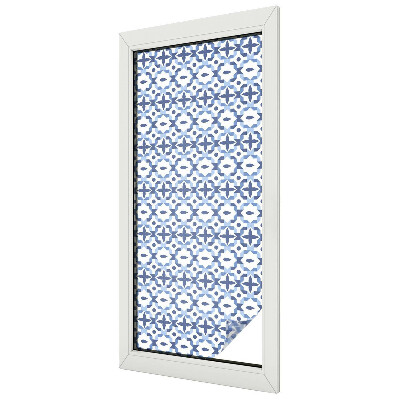 Frosted window film with stained glass pattern Blue mosaic