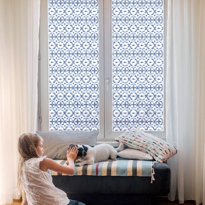 Frosted window film with stained glass pattern Blue mosaic