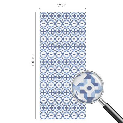 Frosted window film with stained glass pattern Blue mosaic