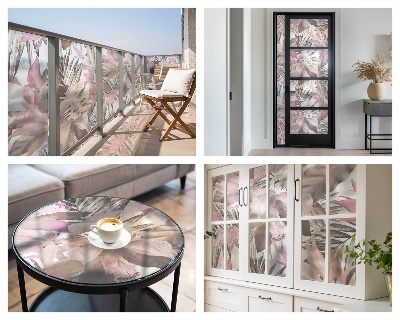 Privacy window film stained glass effect Pastel flowers