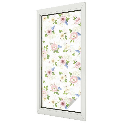 Coloured glass film for windows Floral pattern