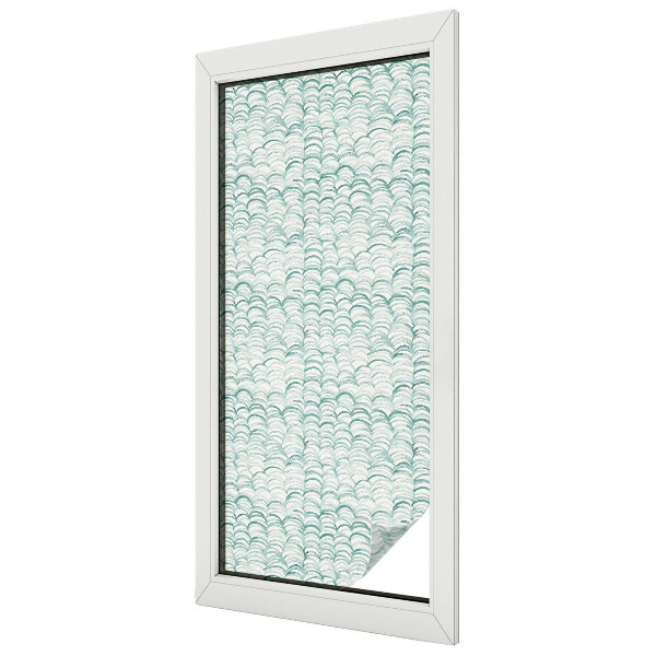 Frosted window film with stained glass pattern Green wave