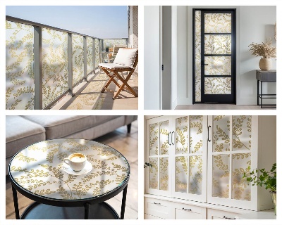 Frosted window film with stained glass pattern Plant pattern