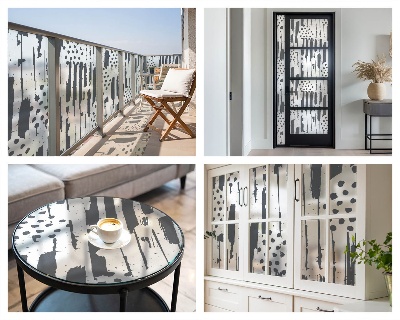 Coloured glass film for windows Stripes and dots