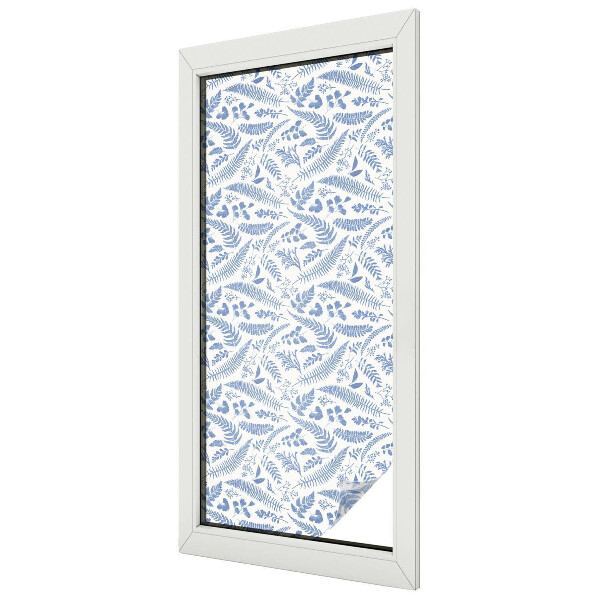 Frosted window film with stained glass pattern Fern leaves