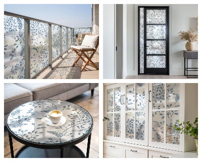 Patterned window film stained glass Plant motif