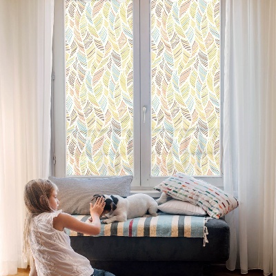 Frosted window film with stained glass pattern Rainbow feathers