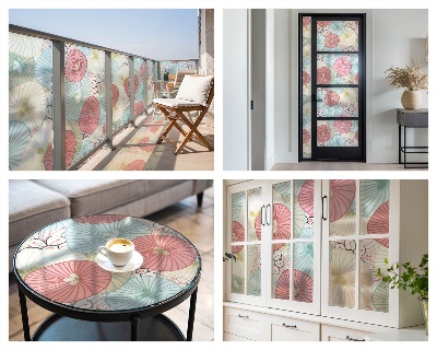 Patterned window film stained glass Pastel flowers