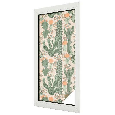 Patterned window film stained glass Green succulents